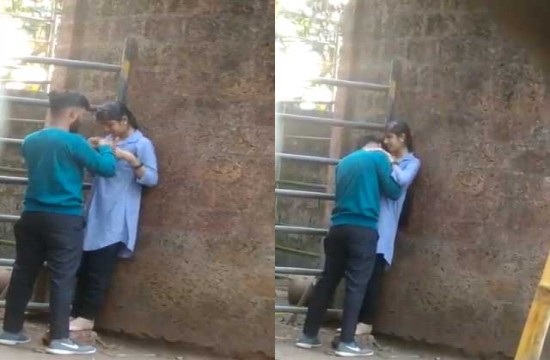 Young Indian Lovers Caught Romancing Outdoors